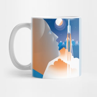 Rocket launch woman Mug